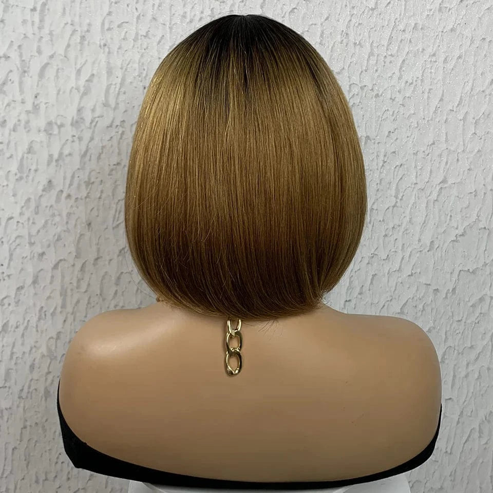 1B/30 / 10 Inches Factory Cheap Sale Machine Made Human Hair Wig 10 inches 1B/30 Color Bob With Bang Machine Made Human Hair Wigs For Black Women