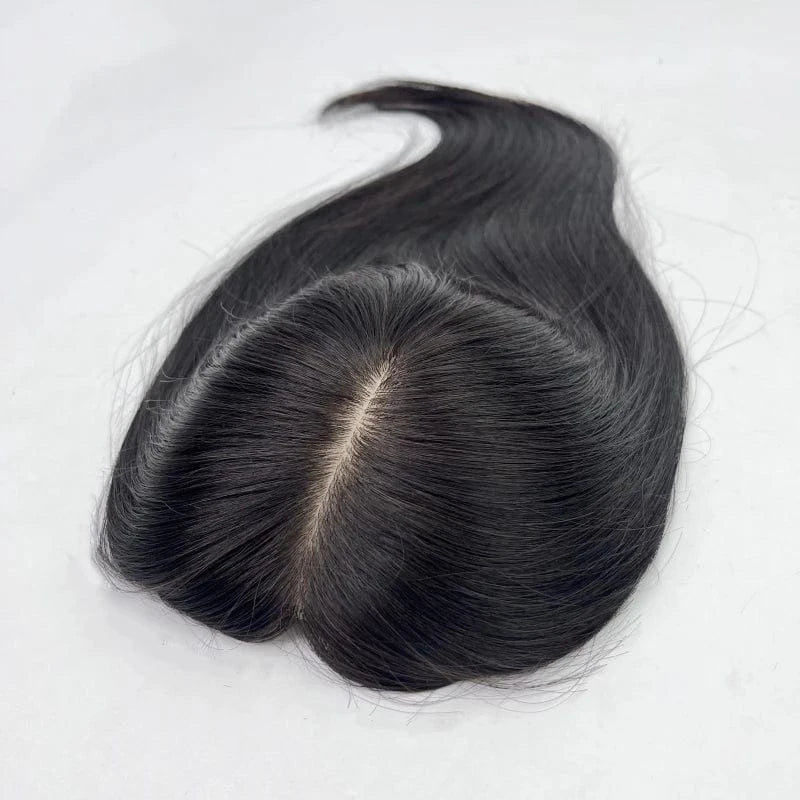 #1B / 45cm Emeda Natural color #1B silk base hair topper 15*17cm Brazilian human hair for women