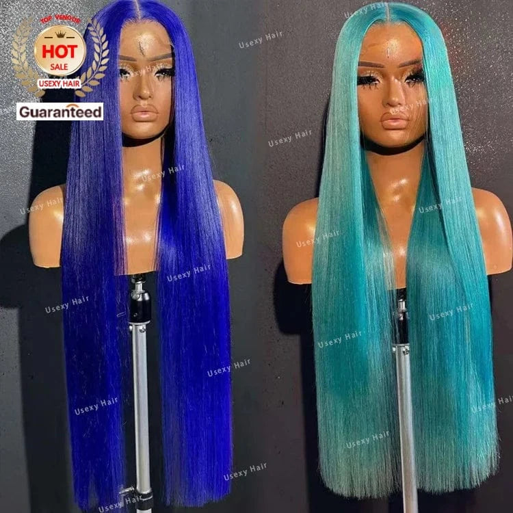 1B Dark Green Colored Wig Brazilian Remy Bone Straight Raw Indian Lace Frontal Human Hair Wig 13x6 Lace Front Wig PrePlucked