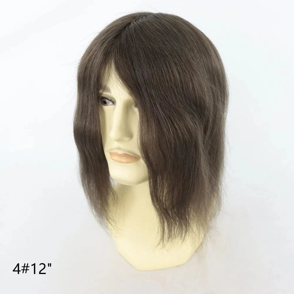 1B60 Grey 12 Inches Man Hair Unit Hollywood Base Cap Mens Wig 8x10 Hair Extensions Toupee For Men