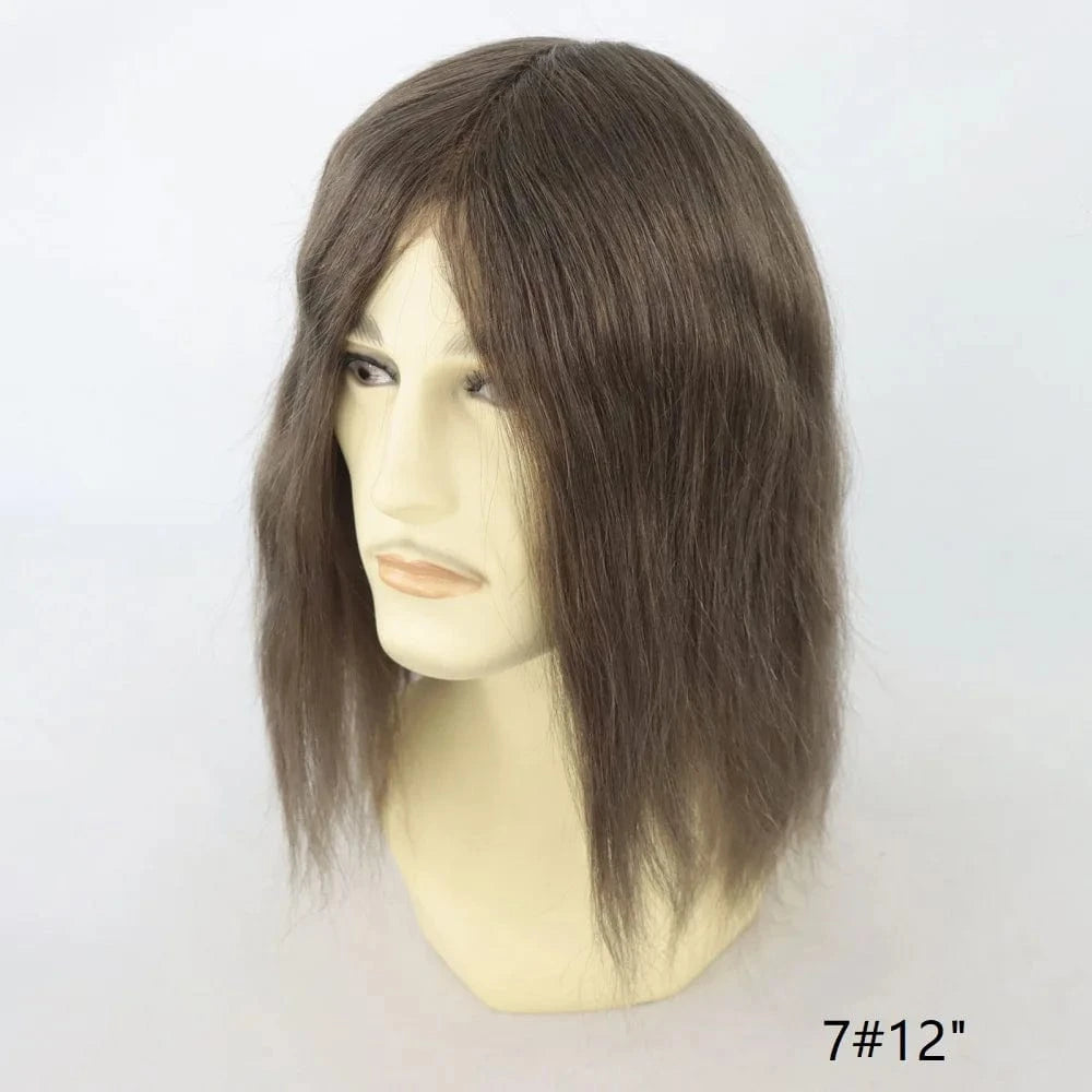 1B60 Grey 12 Inches Man Hair Unit Hollywood Base Cap Mens Wig 8x10 Hair Extensions Toupee For Men