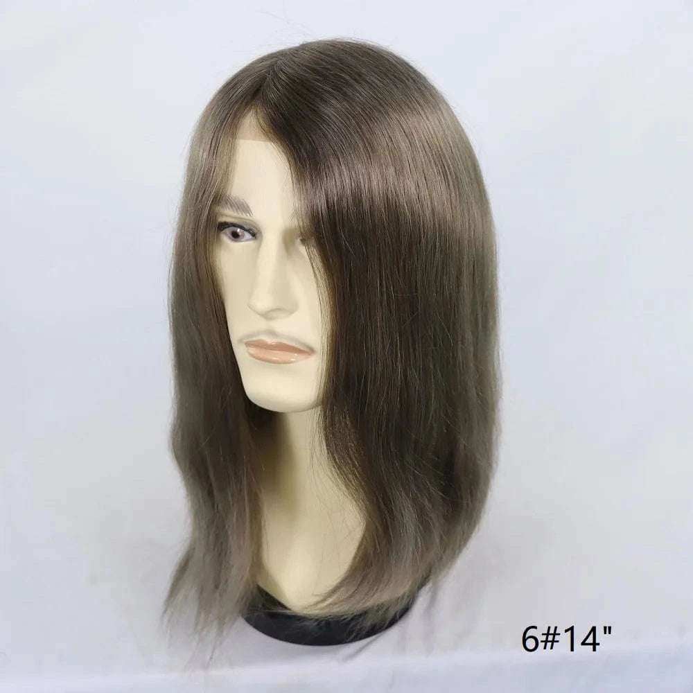 1B60 Grey 12 Inches Man Hair Unit Hollywood Base Cap Mens Wig 8x10 Hair Extensions Toupee For Men