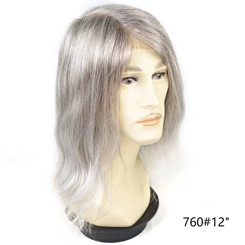 1B60 Grey 12 Inches Man Hair Unit Hollywood Base Cap Mens Wig 8x10 Hair Extensions Toupee For Men