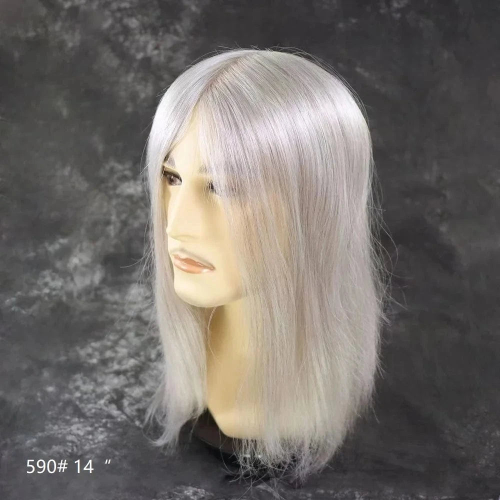1B60 Grey 12 Inches Man Hair Unit Hollywood Base Cap Mens Wig 8x10 Hair Extensions Toupee For Men