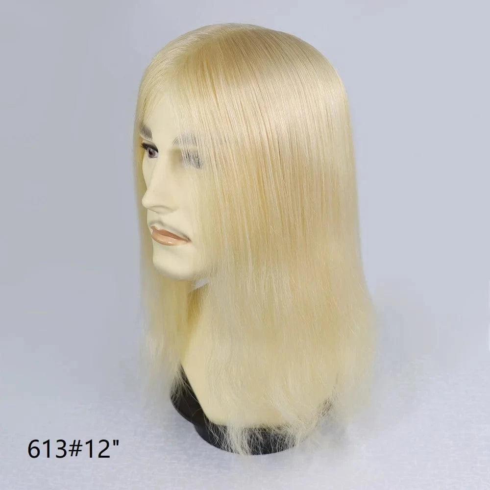 1B60 Grey 12 Inches Man Hair Unit Hollywood Base Cap Mens Wig 8x10 Hair Extensions Toupee For Men