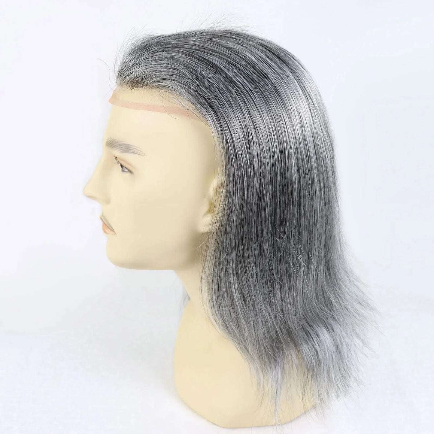 1B60 Grey 12 Inches Man Hair Unit Hollywood Base Cap Mens Wig 8x10 Hair Extensions Toupee For Men