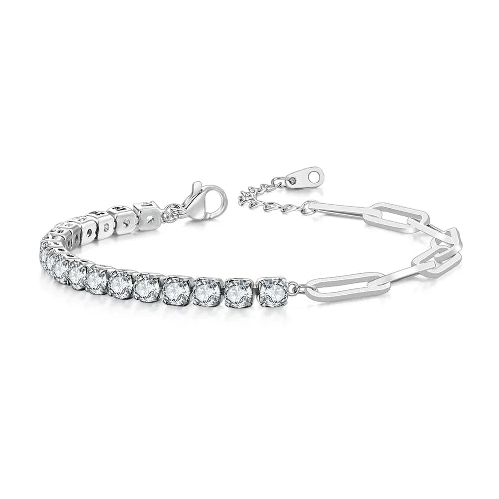 2.5mm Stone / silver color clear Paper Clip Chain Tennis Bracelet Women Asymmetric Kpop Hand Bracelets Zircon Y2k Accessories Luxury Designer Jewelry Gift LAMOON