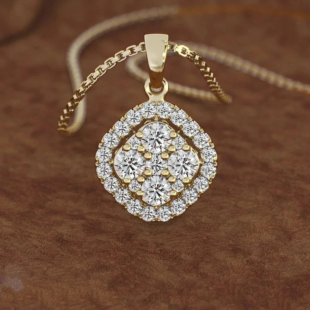 2 carats Diamond Pendant Square 14K gold color Chalcedony Bizuteria Women Jewelry Necklace pierscionki chain joyas
