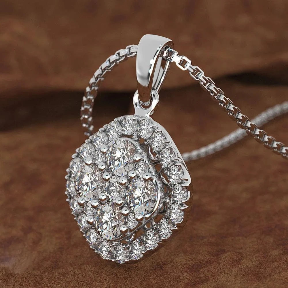 2 carats Diamond Pendant Square 14K gold color Chalcedony Bizuteria Women Jewelry Necklace pierscionki chain joyas