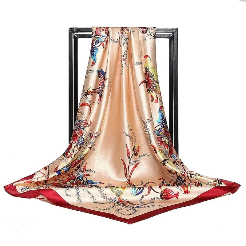 2 Fashion simple garden style floral flower professional women's square scarf imitation silk scarf scarf gift