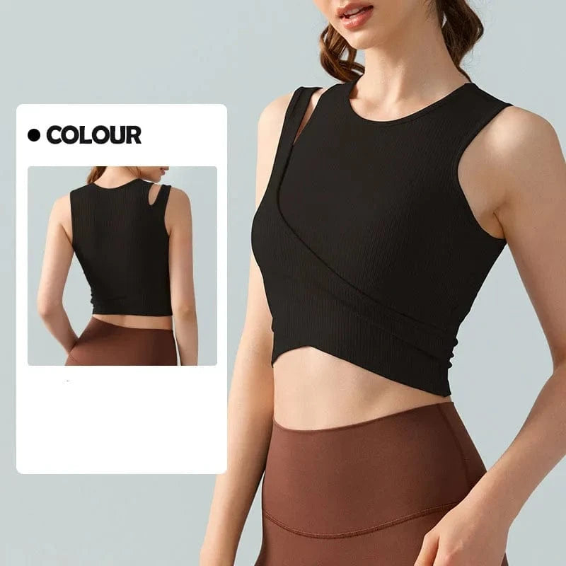 2 In 1 Spring With Padded Comfortable Gym Bra Tops Quick Dry Fashion Yoga Bra Fitness Crop Tops Tank Top Women's T-shirts