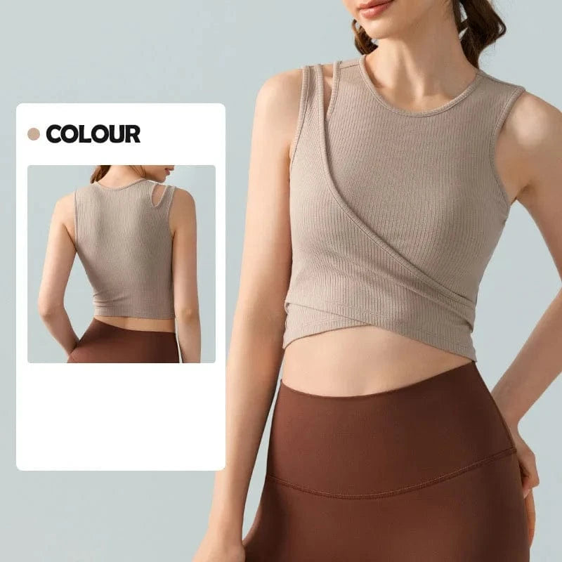 2 In 1 Spring With Padded Comfortable Gym Bra Tops Quick Dry Fashion Yoga Bra Fitness Crop Tops Tank Top Women's T-shirts
