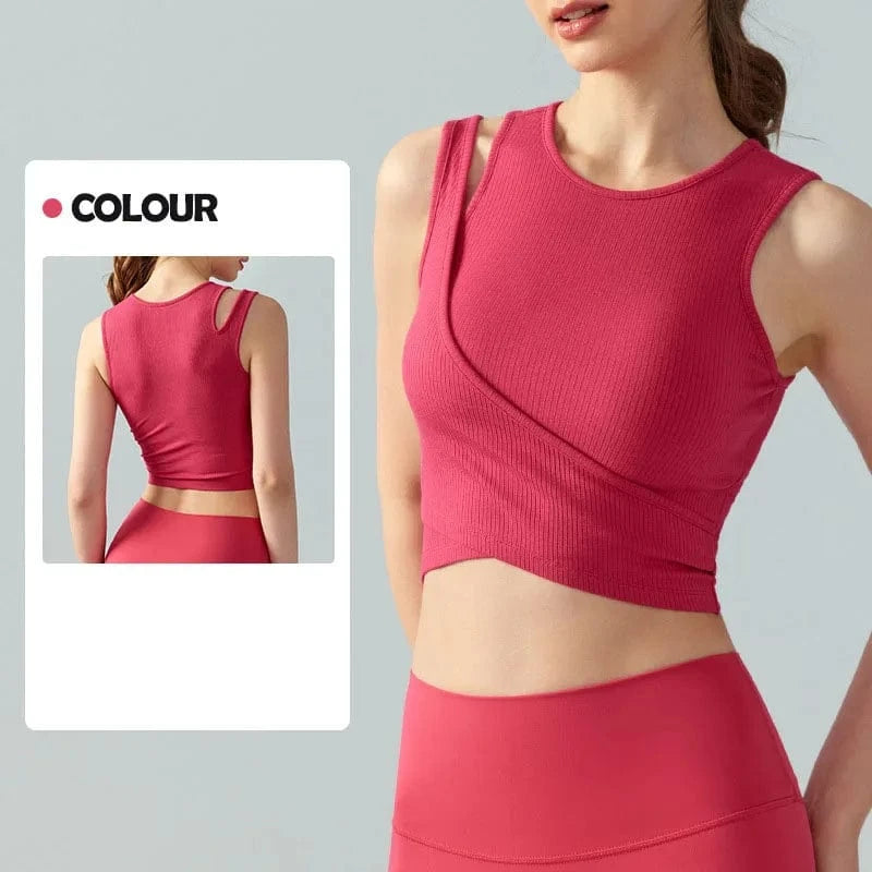 2 In 1 Spring With Padded Comfortable Gym Bra Tops Quick Dry Fashion Yoga Bra Fitness Crop Tops Tank Top Women's T-shirts