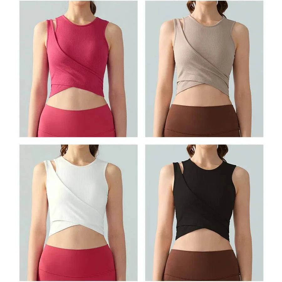 2 In 1 Spring With Padded Comfortable Gym Bra Tops Quick Dry Fashion Yoga Bra Fitness Crop Tops Tank Top Women's T-shirts