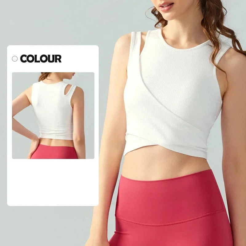 2 In 1 Spring With Padded Comfortable Gym Bra Tops Quick Dry Fashion Yoga Bra Fitness Crop Tops Tank Top Women's T-shirts
