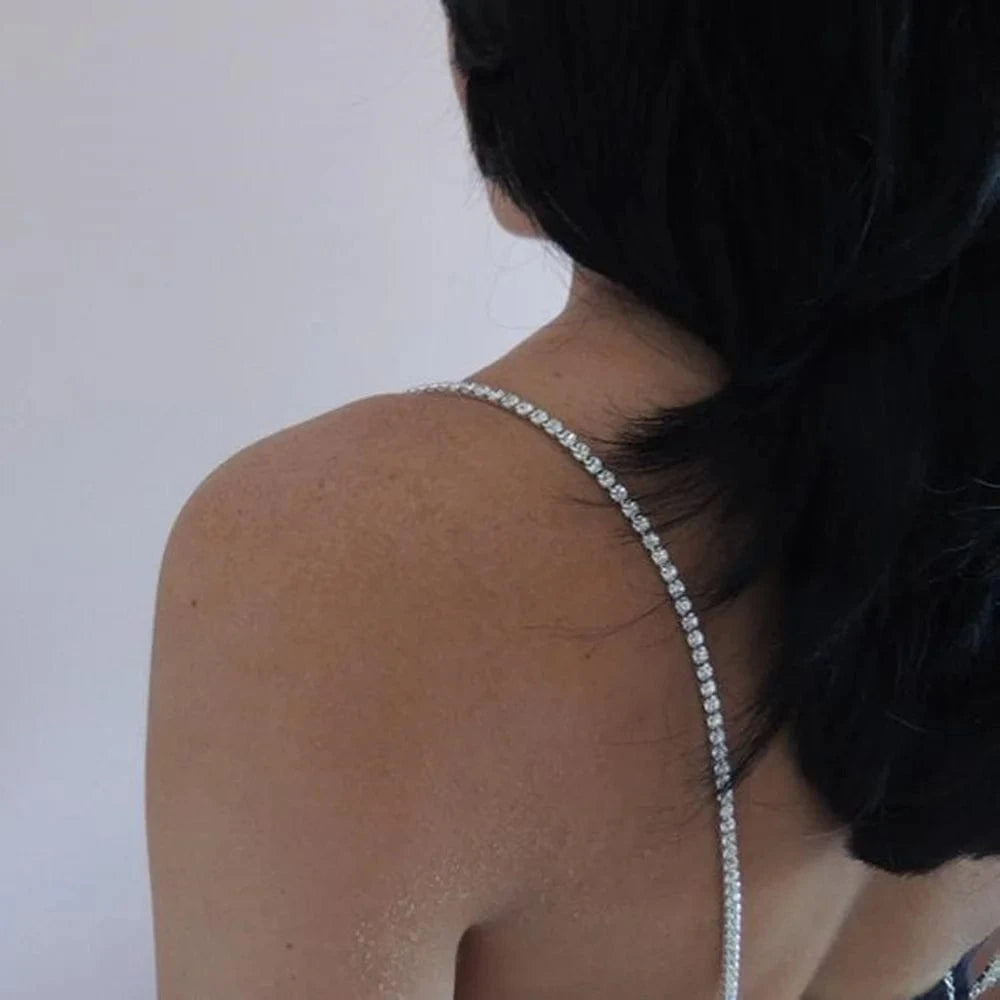 2 Pcs/set Rhinestone Bra Straps Shoulder Dress Straps Sexy Body Jewelry Crystal Adjustable Bra Strap for Women