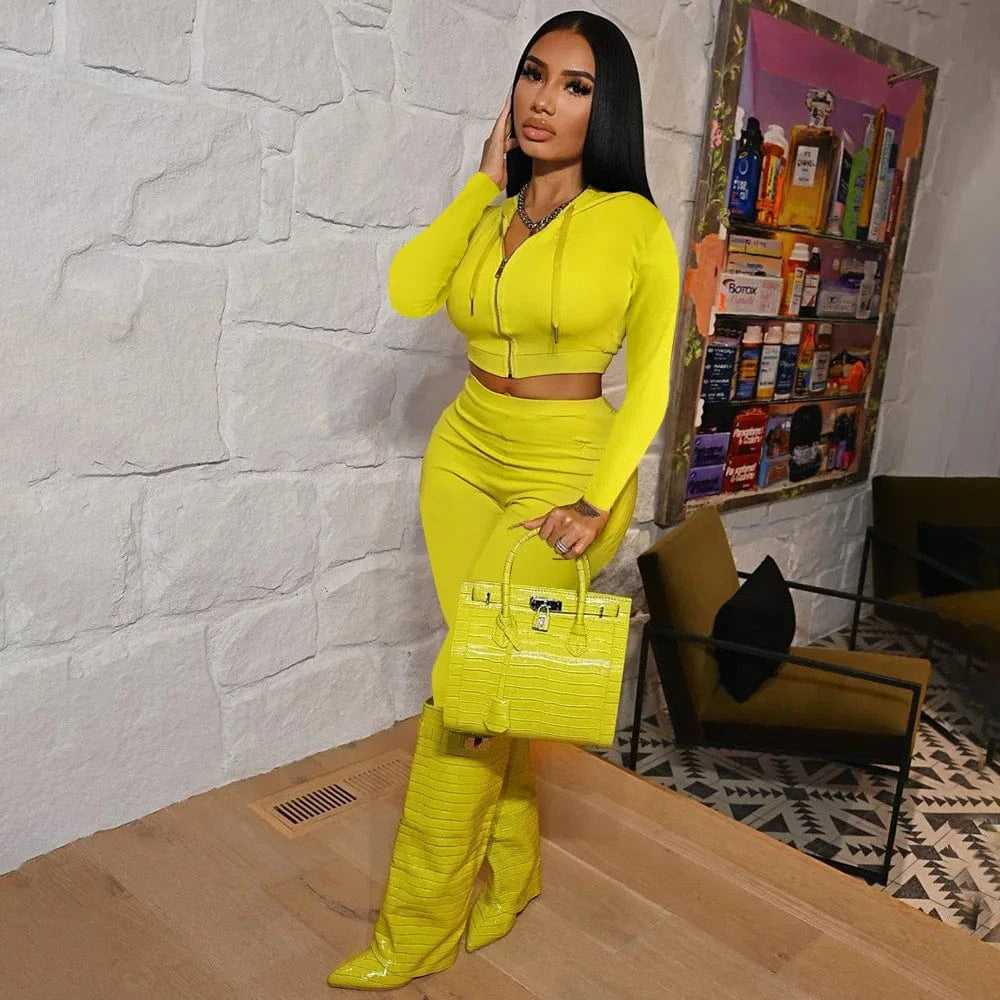 2 piece Autumn Tracksuits Fall Women's Pants Set Outfits Joggers Crop Tops