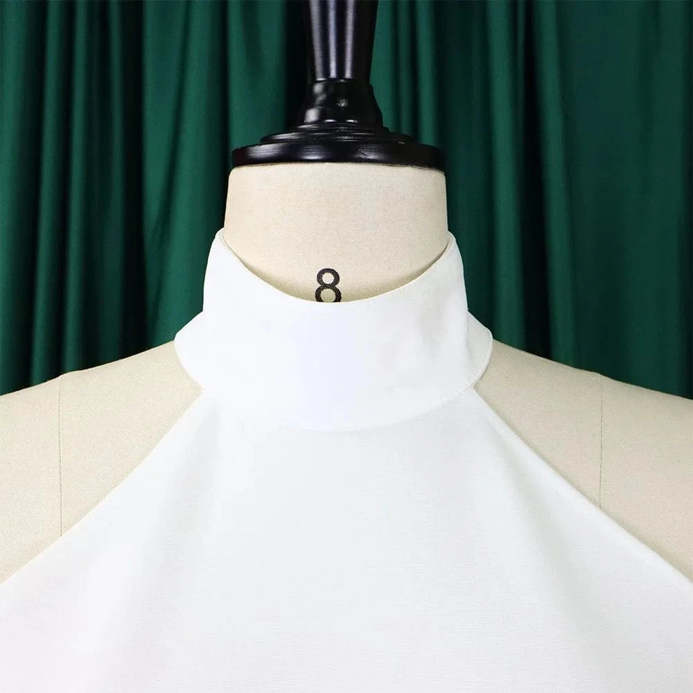 2 Pieces Pants Sets Womens Outfits Blouse Extra Long Sleeveless Backless Belt Waisted & Wide Leg Pants Pleated Floor Length Sets