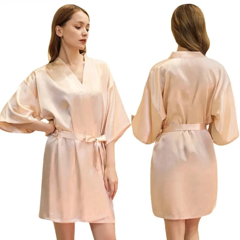 2 XL / #15-champagne pink Plain women summer sexy sleepwear kimono pajamas plus size 3XL girls nightgown sleepwear sexy satin robe silk kimonos