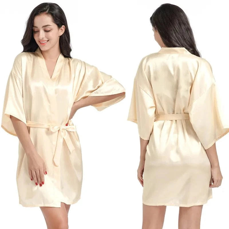 2 XL / #16-champagne yellow Plain women summer sexy sleepwear kimono pajamas plus size 3XL girls nightgown sleepwear sexy satin robe silk kimonos