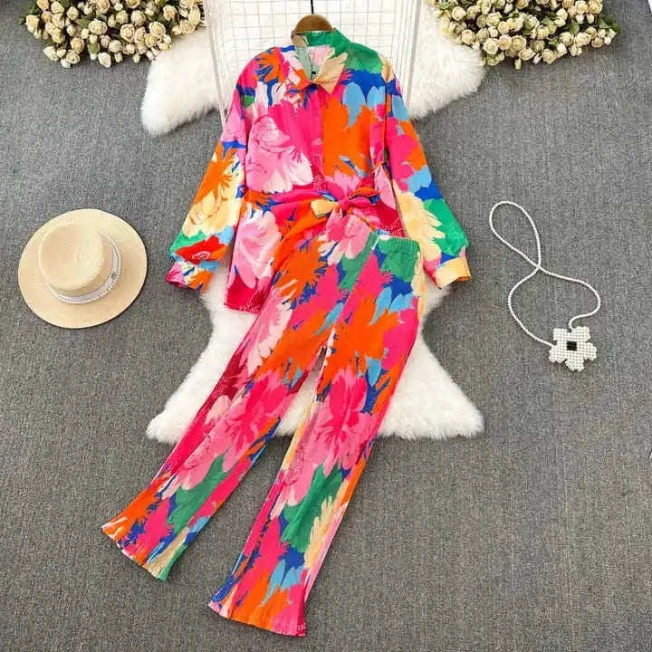 2 XL / 5 J&H Fashion 2024 Long Sleeve Tie Dye Shirt Women Two Piece Pants Set Summer Casual Loose Fit Clothing Sets