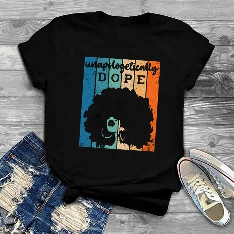 2 XL / Black 10579235 Woman Black Queen Melanin Queen t shirt Afro Women Graphic Tops Tees African Black Melanin Female T-shirt