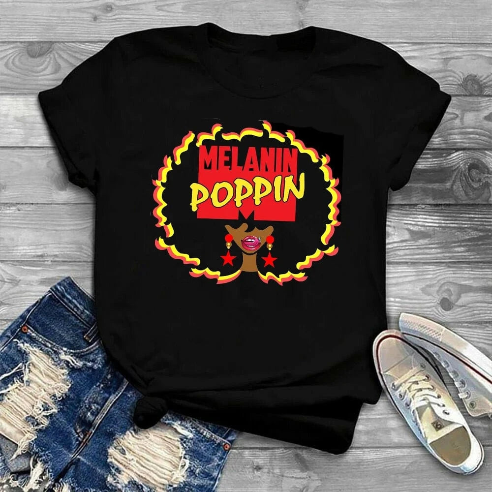 2 XL / black-10837595 Woman Black Queen Melanin Queen t shirt Afro Women Graphic Tops Tees African Black Melanin Female T-shirt