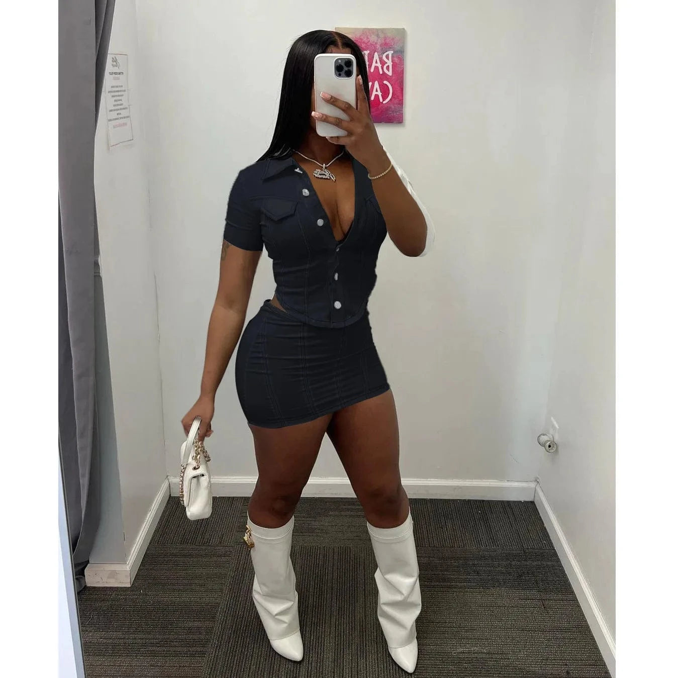 2 XL / Black 2 Piece Set Button Women Shorts Set Women Fitness Ladies Skirts and Top Set Women Solid Shirts Suit 2023 Summer Outfits