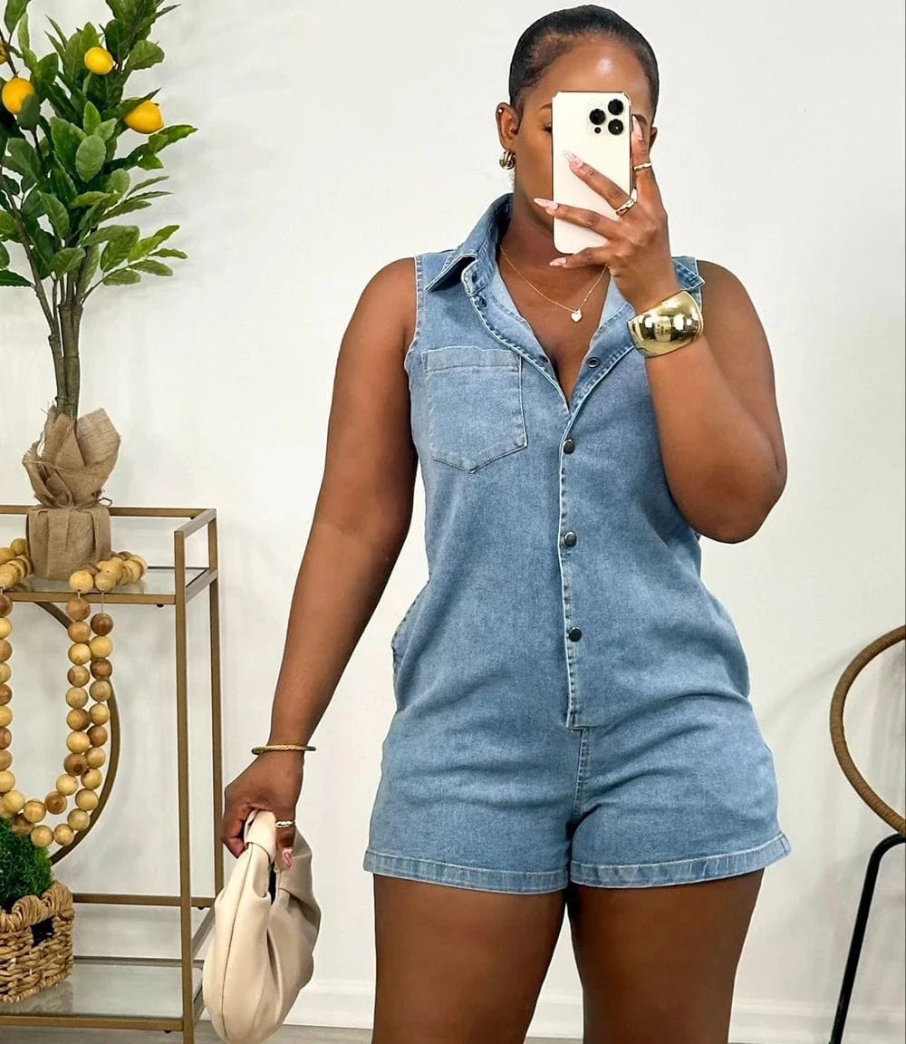 2 XL / Blue Ladies sexy jumpsuit jeans skinny cute rompers and jumpsuits for women jeans