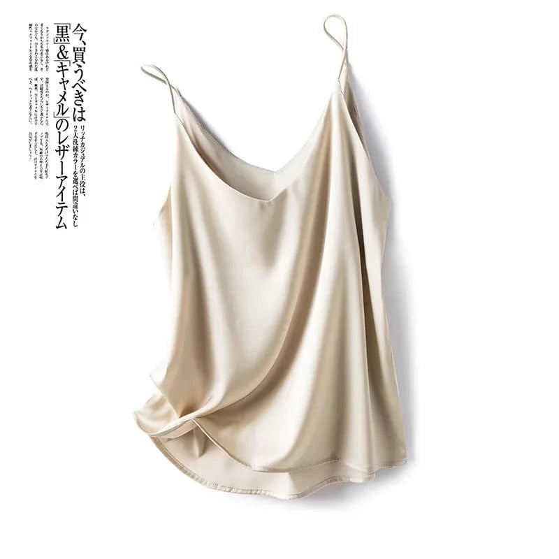 2 XL / Champagne Wholesale 2024 Summer Wear Women's Sexy Satin Crop Top Spaghetti Strap Camisole Tops Vest Strap Tank Tops