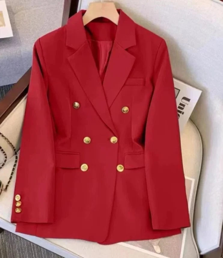 2 XL / coat red Liu Ming Fashion Wholesale Spring Autumn Women High End Blazer 2 Piece Pants Set