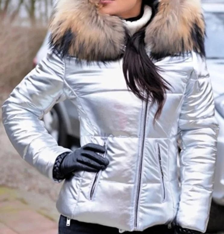 2 XL / color2 Liu Ming Winter Women Clothing Fashion Hood Faux Fur Collar Outwear Parkas Ladies Down Jacket Plus Size Coat