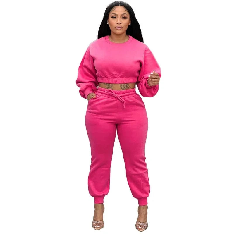 2 XL / CORAL RED 230706 Wholesale New Arrivals 2024 Fall Autumn Clothing Winter Tracksuit Gym Women 2 Piece Sets