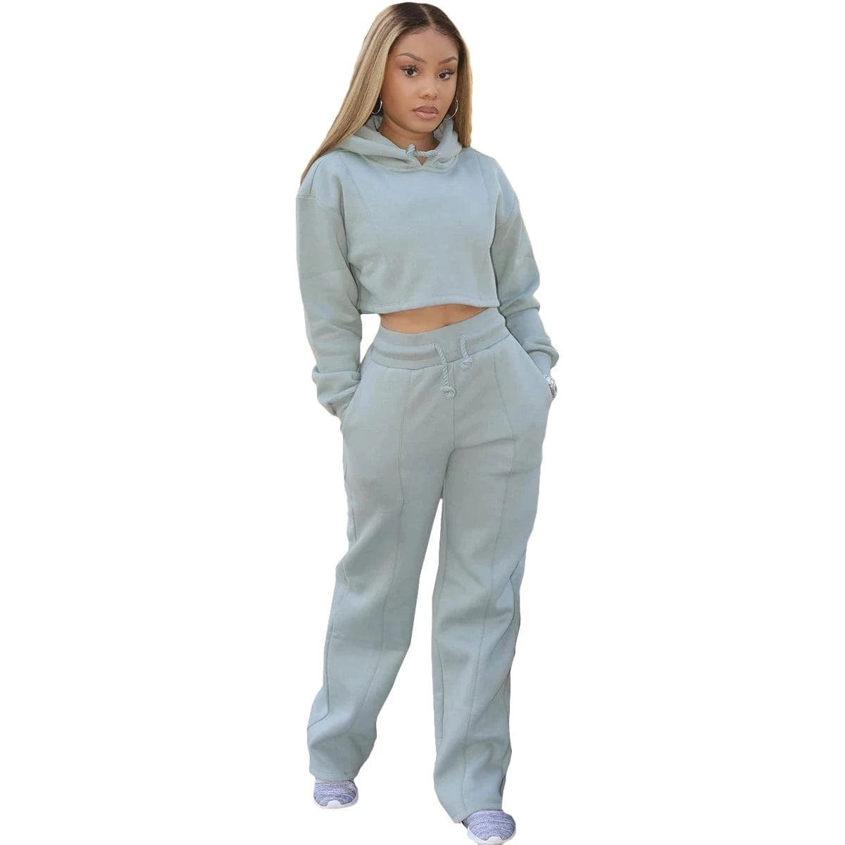 2 XL / Gray Casual sports suit women autumn and winter new loose long-sleeved sweater two-piece