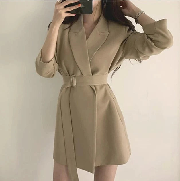 2 XL / Khaki Liu Ming Autumn 2024 New Fashion Korean Style Casual Loose Women Office Lady Elegant Blazers Jacket Coats