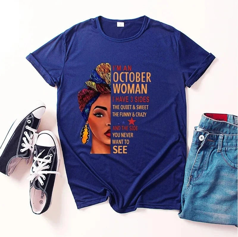2 XL / NAVY-2 African Black Girl Tee – Personalized Women's T-Shirt