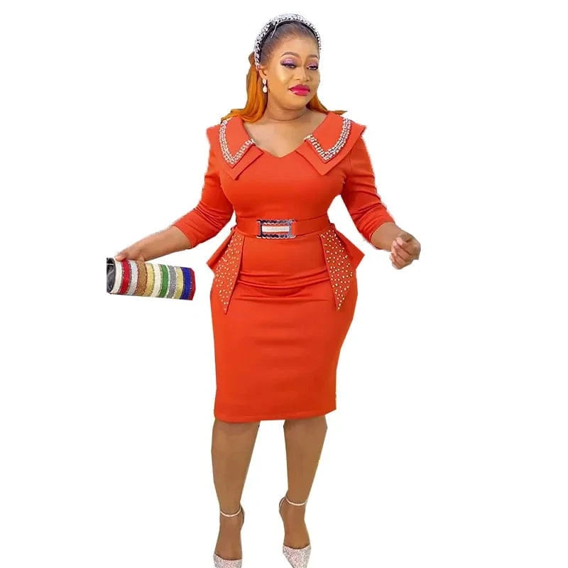 2 XL / Orange Line party dresses women african dresses for women clothing