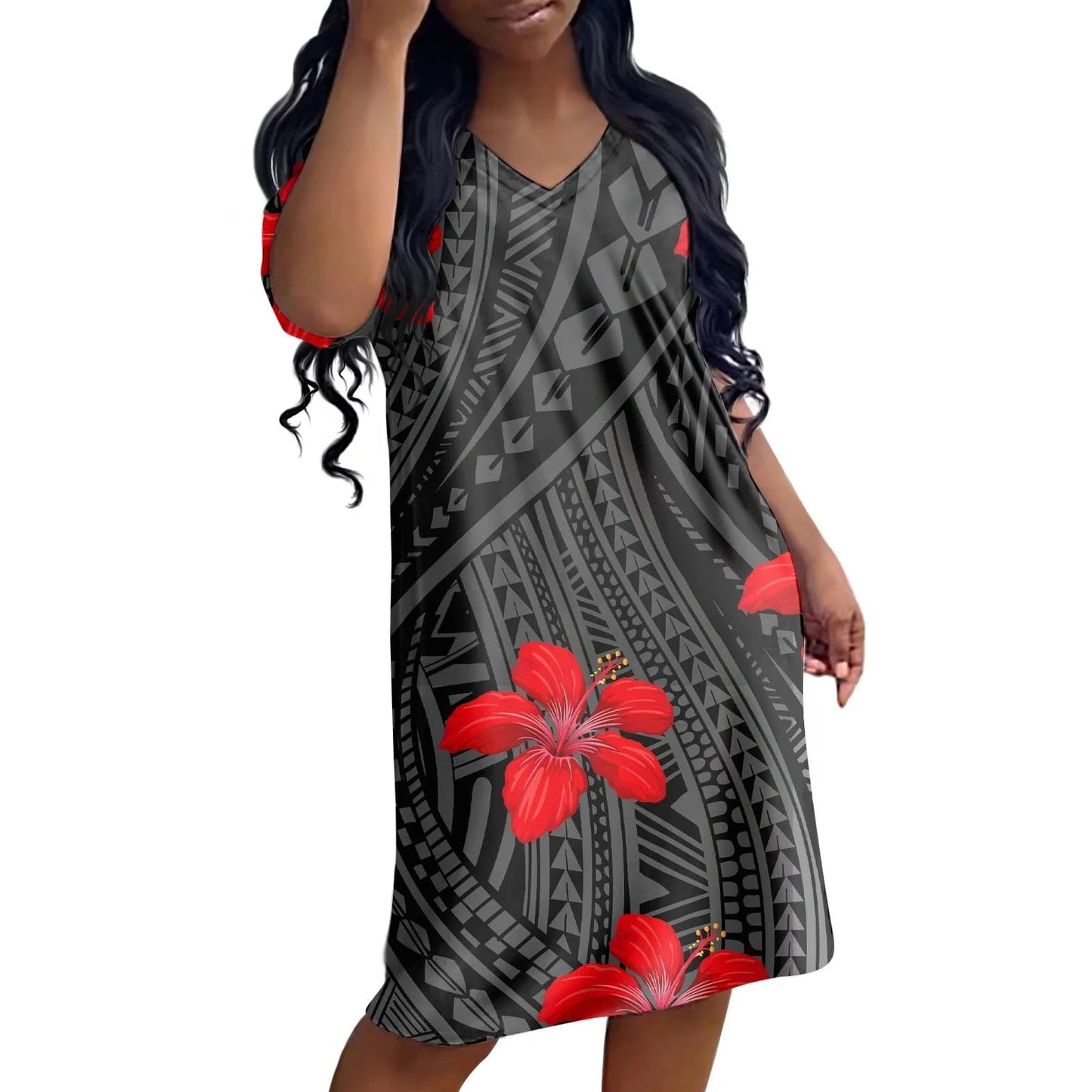 2 XL / QQQT67 Custom Pattern Afro Black Girls Printed Dress