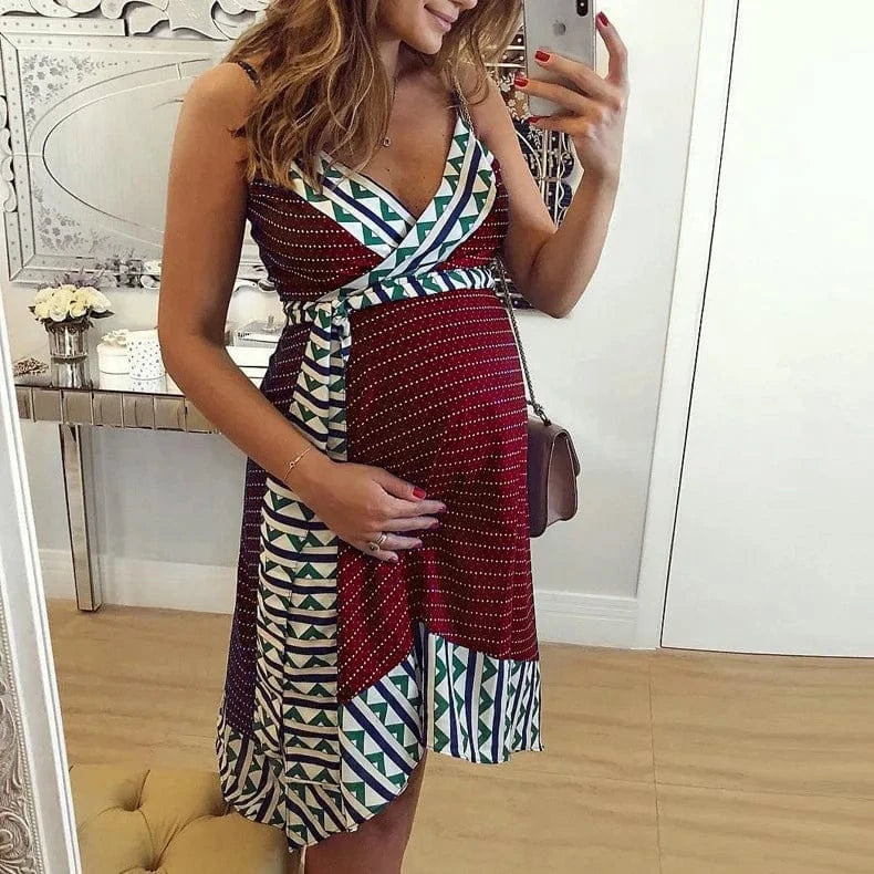 2 XL / Red 2023 Spring Summer Printed Women's Dress Ethnic Sleeveless Patchwork Long Women Maxi Casual Dresses Clothing