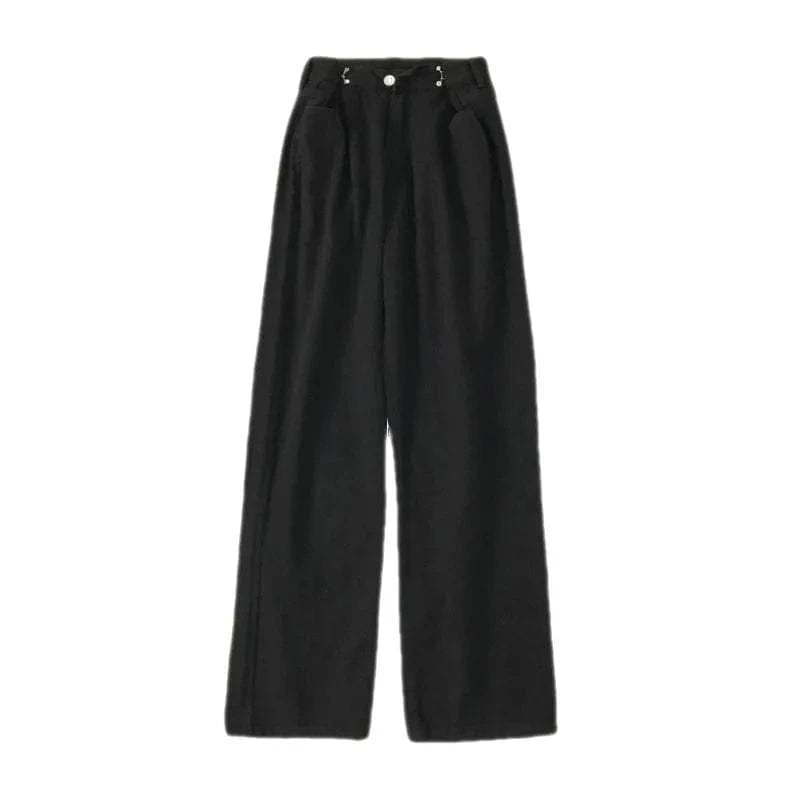2 XL / style 1 Black Women's Pants Streetwear Straight Solid Color High Waist Trouser Baggy Fashion Girl Student Jeans Wide Leg Mom Denim Pants
