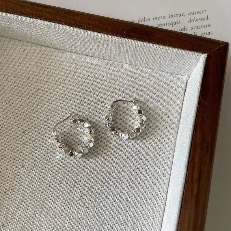 20.5*18MM / silver INS 925 Sterling Silver Geometric Broken Silver Beads Clip Earrings Wholesale For Party Gifts Jewelry