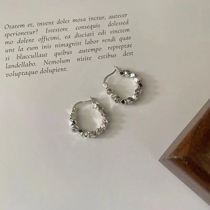 20.5*18MM / silver INS 925 Sterling Silver Geometric Broken Silver Beads Clip Earrings Wholesale For Party Gifts Jewelry