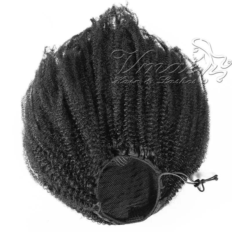 20 Inches / 4C 100g VMAE Remy 100g 3A 3B 4C Afro Kinky Curly Raw Cuticle Aligned Wrap Around Ponytails Drawstring Ponytail Human Hair Extensions