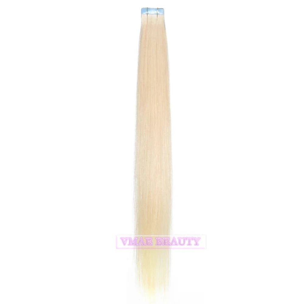 20 Inches / #613 Vmae Wholesale 100g Double Drawn Virgin Russian Raw Hair Straight Remy 33 613 Blonde Tape In Hair Extensions 100Human Hair