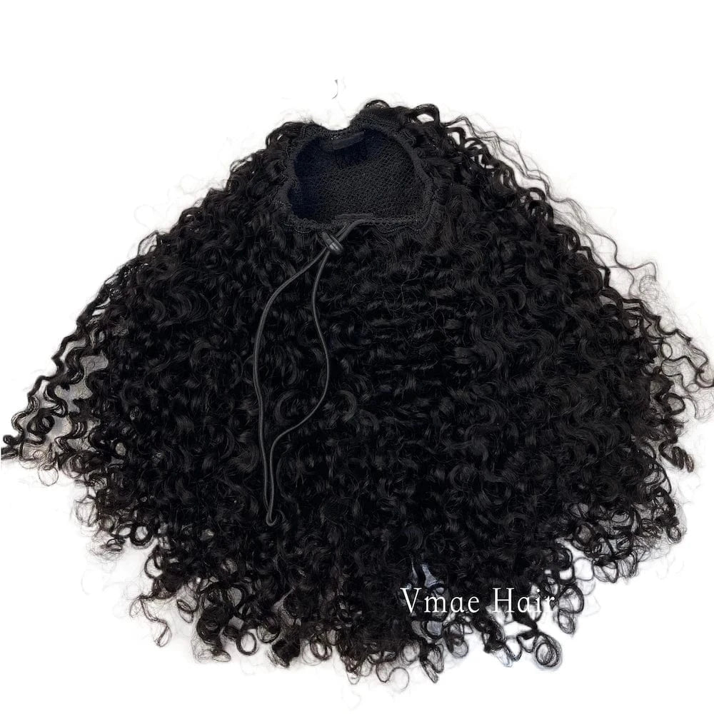 20 Inches / Afro Kinky Curly A 100g VMAE Remy 100g 3A 3B 4C Afro Kinky Curly Raw Cuticle Aligned Wrap Around Ponytails Drawstring Ponytail Human Hair Extensions
