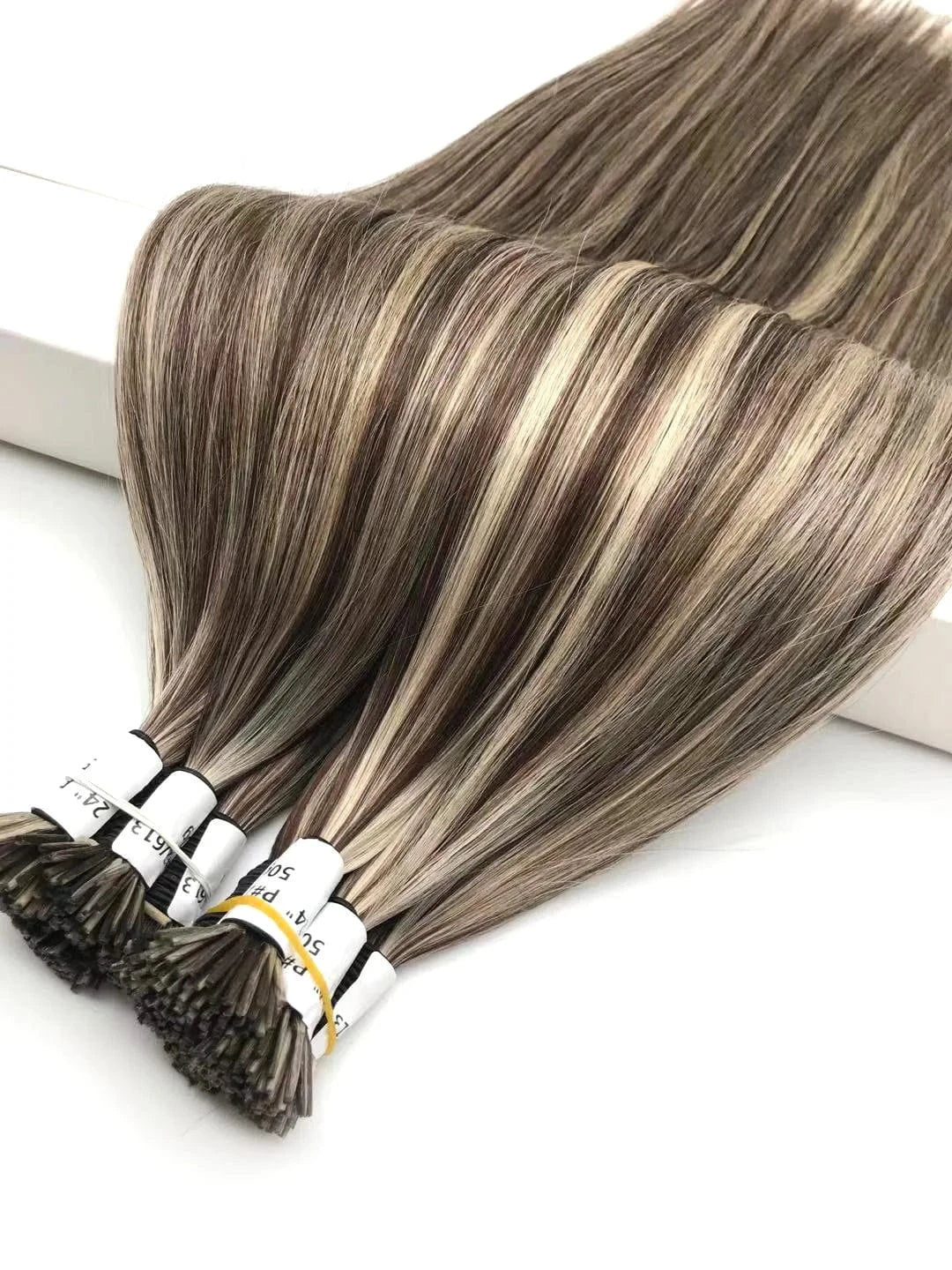 20 Inches / Black Wholesale Remy Russian I Tip Human Hair Highlights Double Drawn Straight I Tip Hair Extension for Salon