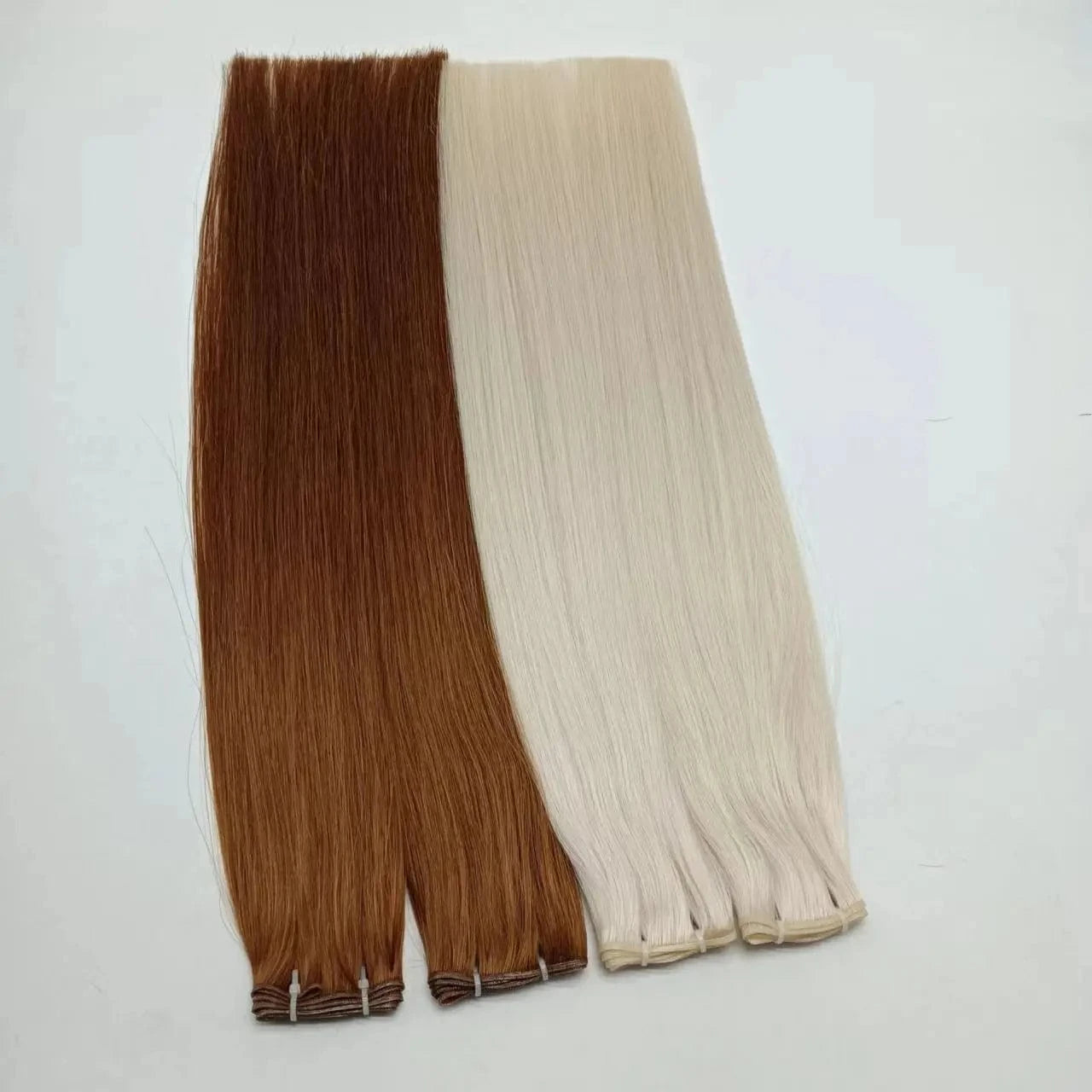20 Inches / Brown Wholesale Seamless Genius weft Remy Cuticle Aligned Virgin Hair Extensions Double Drawn Brazilian Hand-tied weft hair extensions