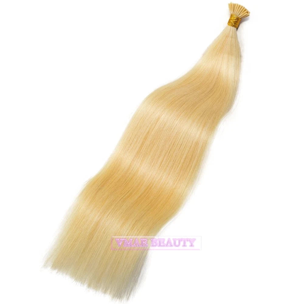 20 Inches / I Tip #24 VMAE Cuticle Aligned European Hair Blonde 613 60 I Tips Flat Tip Virgin Kreatin K Tip Hair Extensions Human Hair