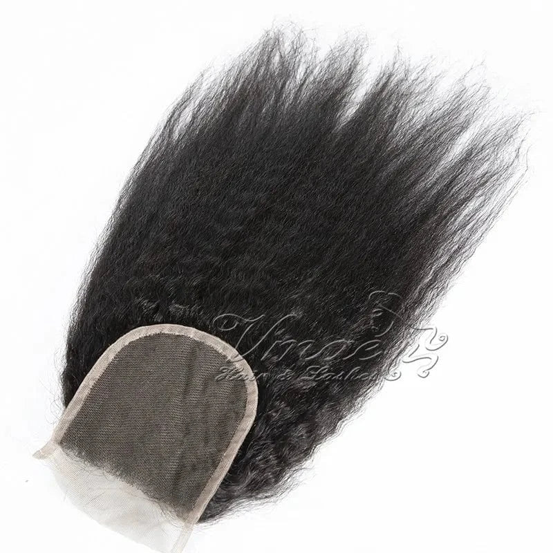 20 Inches / Kinky straight 4*4 closure VMAE Raw Afro Kinky Curly Wavy Deep Wave Bundles Human Hair with Frontal and Closure Cuticle Aligned Hair HD Lace Closure