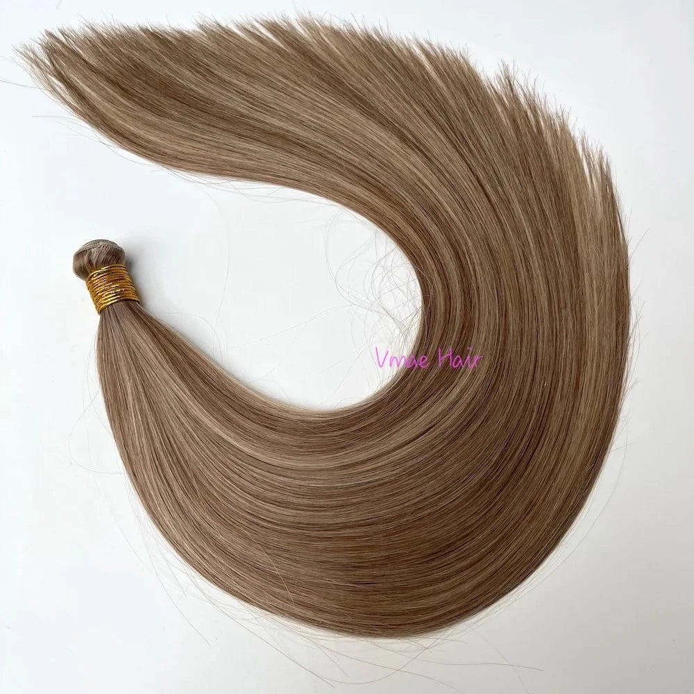 20 Inches / P8/613 VMAE Double Drawn Straight Hand Tied Invisible Virgin Remy Cuticle Aligned Genius Russian Weft Human Hair Extensions Human Hair